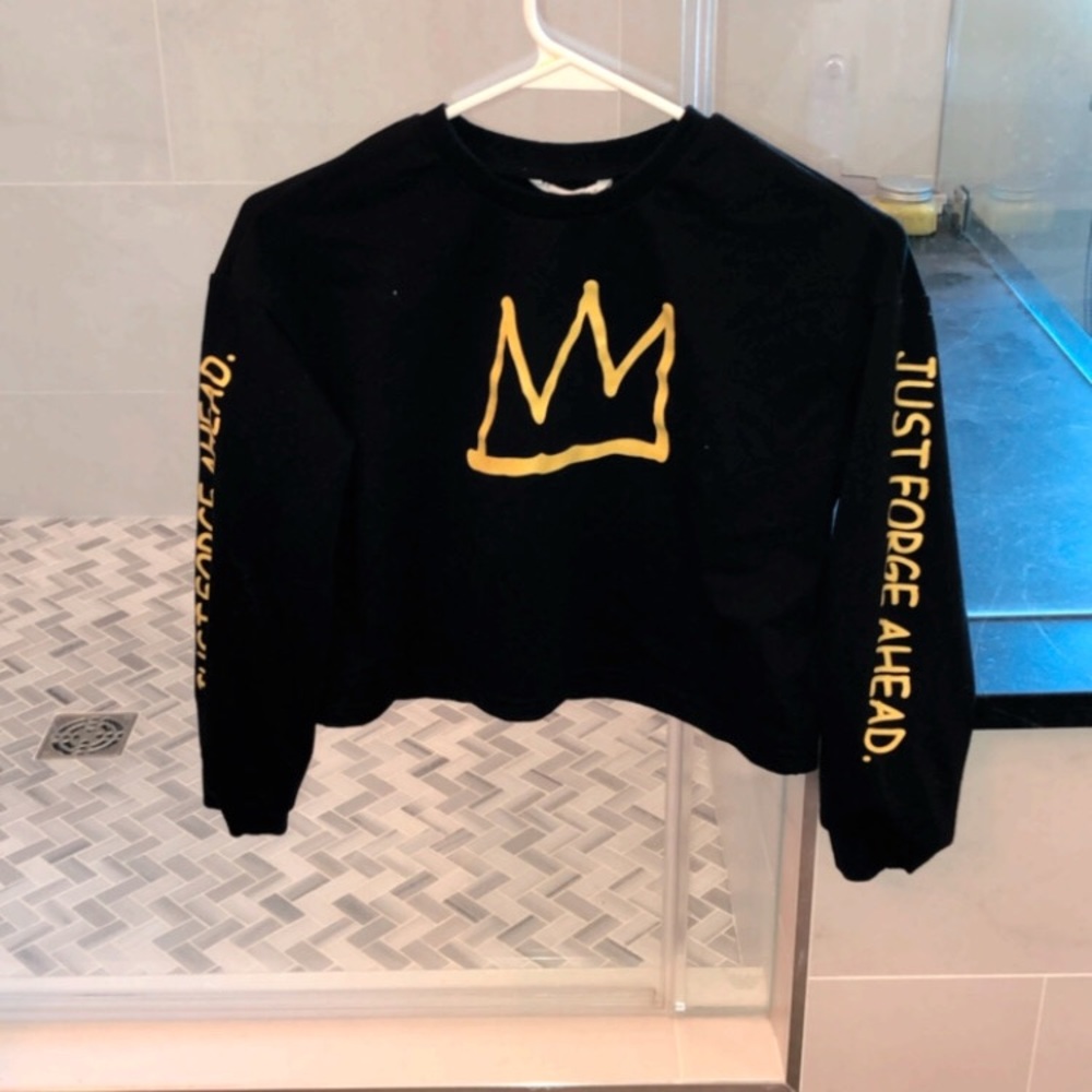 Youth girls “just forge ahead” yellow crop top